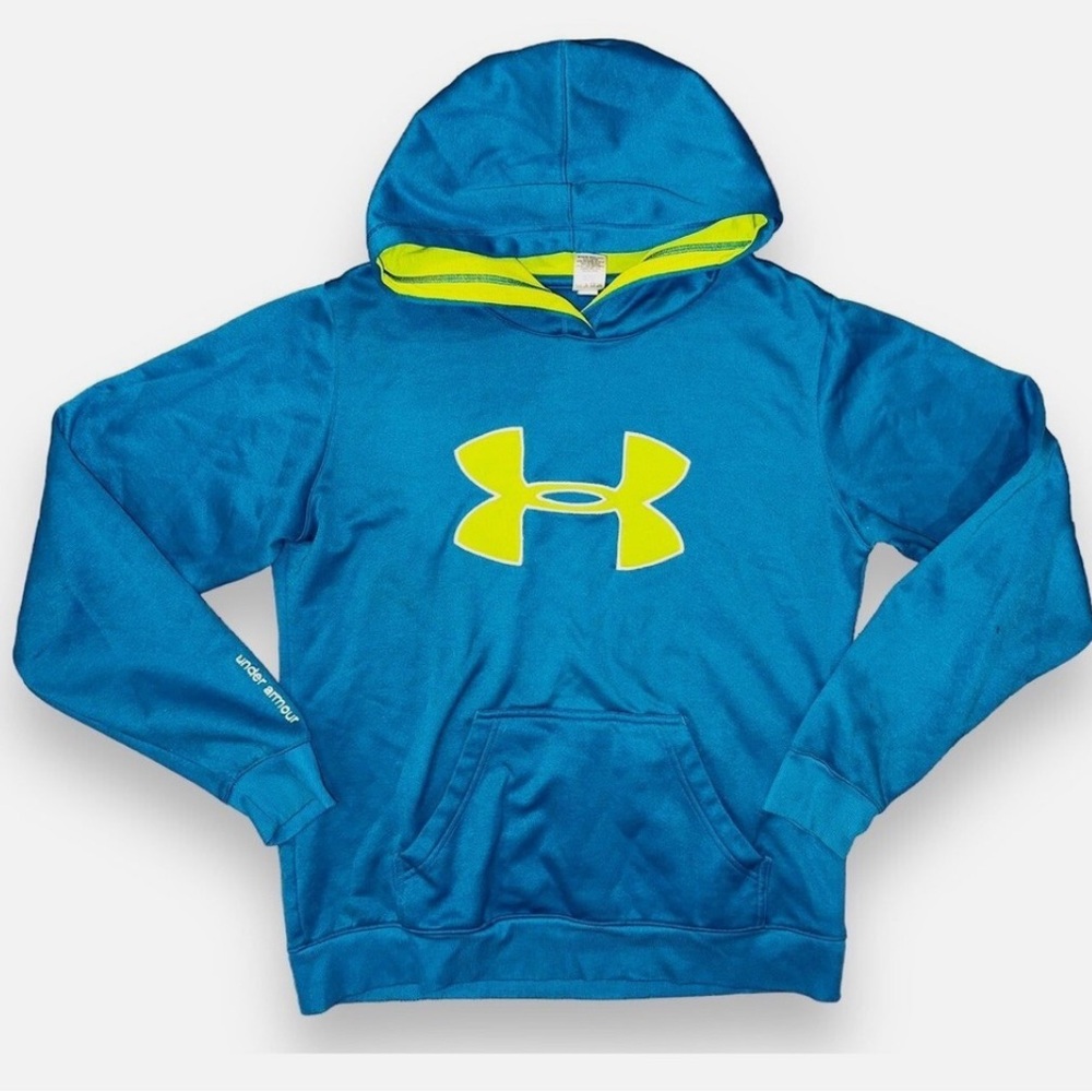 Under Armour Women's Teal and Lime Hoodie Sweatshirt Size M Medium